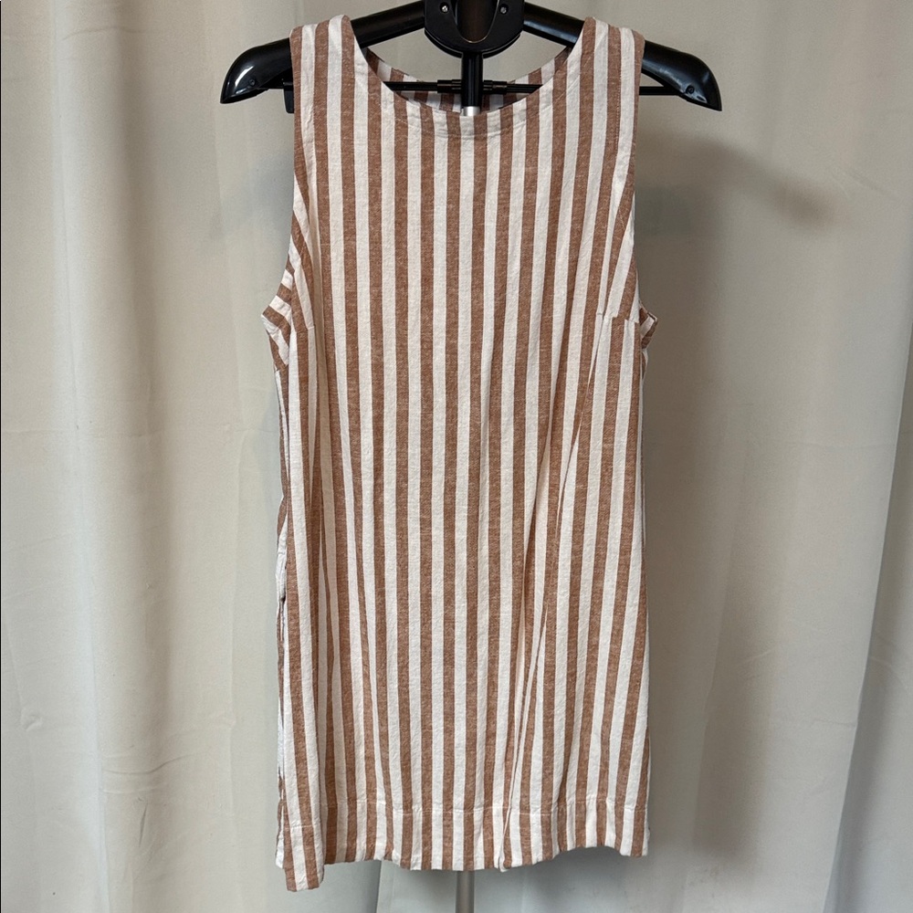 Striped Sleeveless Top - Brown and White